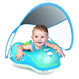LAYCOL Baby Swimming Float Inflatable Baby Pool Float Ring Newest with Sun Protection Canopy,add Tail no flip Over for Age of 3-36 Months