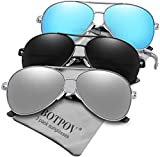 Aviator Sunglasses for Men Women Polarized UV400 Protection Mirrored Lens Metal Frame with Spring Hinges