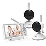 Baby Monitor with 2 Cameras, JouSecu Video Baby Monitor, 4.3 Inches LCD Split Screen, 1000ft Range Rechargeable Battery, with 2 Way Audio ,Temperature Detection ,Baby Crying Detection ,Night Vision