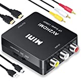 RCA to HDMI Converter, Lhcsi 1080P Mini AV to HDMI Converter for PS1/PS2/PS3/Xbox/Nintendo 64/Dreamcast/WII/VCR/DVD Players (with HDMI Cable & RCA Male Cable /4.92ft)