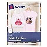 Avery Dennison Light Fabric Transfers, Inkjet, Matte, 8-1/2' x 11', 6/PK, White, One Size, 72782