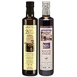Papa Vince Extra Virgin Olive Oil & Balsamic Set - EVOO First Cold Pressed Dec 2019/20, Vinegar Aged 8-years in wood made by our family in Sicily, Italy, KETO, PALEO, VEGAN - 16.91 oz each
