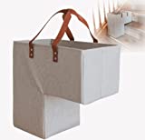 Staircase baskets for storage | Find a wide variety to match every stair | Premium stair organizer | Great for keeping your stairway clean | baskets for stairsteps (Blurred beige with leather handles)