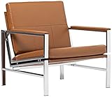 Studio Designs Home Modern Atlas Accent Chair for Living Room Bedroom, Bonded Leather, Caramel Brown, 72004