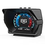 AkaBane OBD2 Gauge Display, Car HUD Heads up Display, MPH Digital Speedometer, Tachometer, Water Temperature Gauge, Fatigue Driving/Speeding Alarm, All in one Smart Gauge