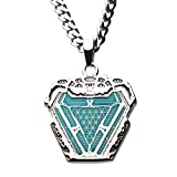 Marvel Iron Man Arc Reactor Glow-in-The-Dark Stainless Steel Pendant Necklace with 60cm Chain. Official Licensed Jewelry, Blue, One Size.