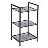 SONGMICS 3-Tier Storage Rack, Customizable Bathroom Shelf, Industrial Style Extendable Plant Stand with Adjustable Shelf, for Bathroom, Living Room, Balcony, Kitchen, Black UBSC33BK