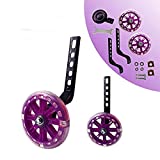 HUWAY training wheels flash mute wheel bicycle stabiliser mounted Kit compatible for bikes of 12 14 16 18 20 Inch， 1 Pair (Purple)