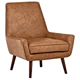 Amazon Brand – Rivet Jamie Leather Mid-Century Modern Low Arm Accent Chair, 31'W, Cognac