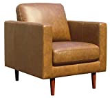 Amazon Brand – Rivet Revolve Modern Leather Armchair with Tapered Legs, 33'W, Caramel