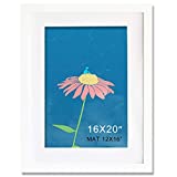 KAOIKO 16x20 Frame White Solid Wood With Mat 12x16 Wall Picture Poster Photo frames…