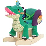 labebe Child Rocking Horse Toy, Stuffed Animal Rocker, Green Crocodile Plush Rocker Toy for Kid 6 Month -3 Years, Wooden Rocking Horse Chair/Child Rocking Toy/Rocking Horse/Rocker/Animal Ride on