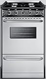 Summit Appliance TNM1107BRW 20' Wide Slide-in Style Gas Range in Stainless Steel with Open Burners, Oven Window, Professional Towel Bar Handles, Adjustable Oven Racks and Electronic Ignition