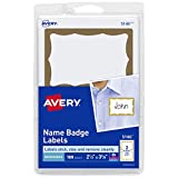 Avery Personalized Name Tags, Print or Write, Gold Border, 2-11/32' x 3-3/8', 100 Adhesive Tags (5146)