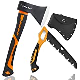 Craccker Camping Axe 15' Plus Folding Saw Chopping Axe with Sheath and Anti-Slip Handle Outdoor Camping Hatchet Splitting Axe for Wood Splitting Gardening Tools (AXE-02)