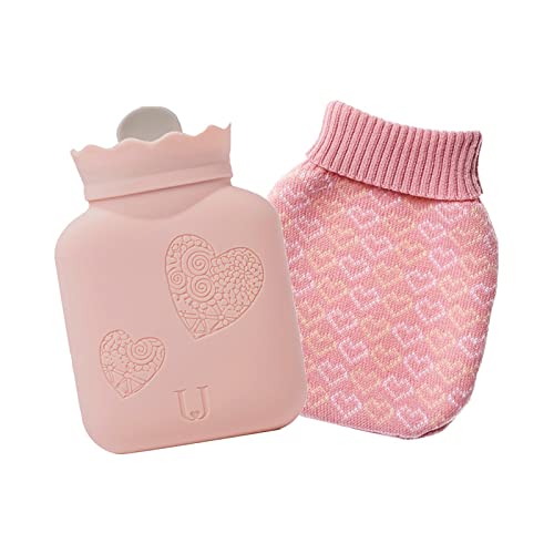 Microwave Heating Silicone Hot Water Bottle Bag with Knit Cover, Hot & Cold Therapies Back Pain - Gift for Girlfriend, Mather, Father, Valentine's Day