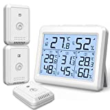 AMIR Indoor Outdoor Thermometer, Digital Hygrometer Thermometer with 3 Wireless Sensors, Temperature Humidity Gauge with LCD Backlight, Wireless Thermometer Hygrometer for Home, Office, Baby Room