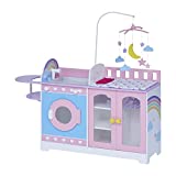 Olivia's Little World - Baby Doll Changing Table, Baby Doll Crib Furniture, Baby Doll Nursey Playset, Baby Care Activity Center with Storage for Dolls Accessories - Pink/Purple