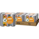 V8 +ENERGY Peach Mango Energy Drink, Made with Real Vegetable and Fruit Juices, 8 FL OZ Can (Pack of 24)