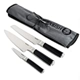 Babish German High-Carbon 1.4116 Steel Cutlery, 3-Piece w/Knife Roll