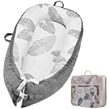 Baby Lounger, Baby Nest for Co Sleeping, Portable Ultra Soft Breathable Newborn Lounger Crib (Leaves)