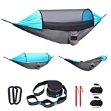 Camping Hammock with Net - Sportneer Portable Hammock Tent Lightweight Double & Single Hammocks for 2 Person with 2 Tree Straps Wind Ropes and Ground Stakes for Camping Backpacking Travel Beach Hiking