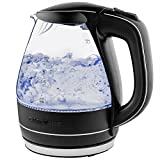 Ovente Electric Kettle Hot Water Boiler 1.5 Liter BPA Free Borosilicate Glass Fast Boiling Countertop Heater with Automatic Shut Off & Boil Dry Protection for Tea Coffee Milk Noodle, Black KG83B