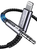 Lightning to 3.5mm Audio Cord 6FT, JSAUX [Apple Mfi Certified] Aux Cable Compatible with iPhone 14/14 Pro/13/13 Pro Max/12/12 Mini/12 Pro/12 Pro Max/11 Pro/11 Pro Max/X/XR/XS Max/Car Stereo-Grey