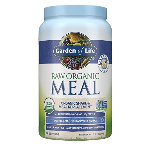 Garden of Life Vegan Protein Powder - Raw Organic Meal Replacement Shakes - Vanilla - Pea Protein, Greens and Probiotics for Women and Men, Plant Based Dairy Free All in One Shake, 28 Servings