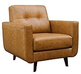 Amazon Brand – Rivet Sloane Mid-Century Modern Leather Living Room Armchair, 32.7'W, Caramel