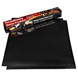 2 Pack Large Thick Heavy Duty Non Stick Teflon Oven Liners Mat, 17'x 25' BPA and PFOA Free, for bottom of Electric Oven Gas Oven Microwave Charcoal or Gas Grills
