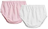 City Threads 2-Pack Baby Girls' and Baby Boys' Unisex Diaper Covers Bloomers Soft Cotton, Pink/White, 12/18 m