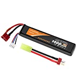 Airsoft Battery 11.1V Rechargeable LiPo 1400mAh 30C Hobby Battery with T Plug to Mini Tamiya Cable for Airsoft Model