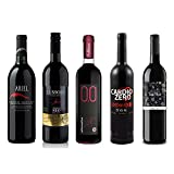 Red Wine Sampler - 5 Non-Alcoholic Wines 750ml Each - Ariel Cabernet Sauvignon, Cardio Zero Red, Rosso Dry, and Tautila Tinto