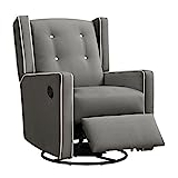 Baby Relax Mikayla Swivel Gliding Recliner, Gray Microfiber