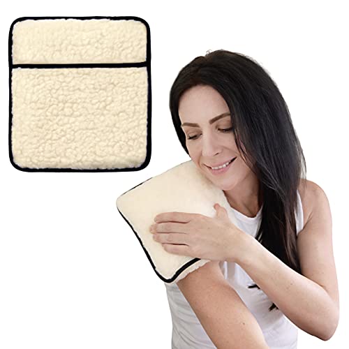 Hottles Microwave Hot Water Bottle with Lambswool-Feel Fleece Cover - Classic Hottles Thermal Bag for Pain Relief, Neck and Shoulders, Feet Warmer, Menstrual Cramps - Cream
