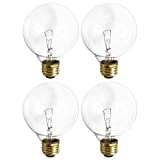 (4 Pack) G25 Incandescent Incandescent Light Bulb 2700K Soft Light, Decorative Globe Light Bulbs,E26 Medium Base, Perfect for Pendant Bathroom/Vanity Mirror Makeup, Dimmable. (40-Watt, Crystal-Clear)