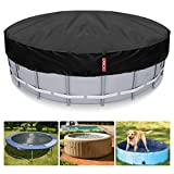 18 Ft Round Pool Cover, Solar Covers for Above Ground Pools, Inground Pool Cover Protector with Drawstring Design Increase Stability, Hot Tub Cover Ideal for Waterproof and Dustproof (Black)