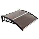 Ochine Window Awning Door Rain Cover Patio Front Door Canopy Overhead Door Polycarbonate Cover Outdoor Rain Snow Protection Modern Black Hollow Sheet (Ship from USA)