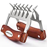 LOPE & NG Meat Handler Shredder Claws Set Of 2 - Wood Stainless Steel BBQ Pulled Pork Paws For Shredding Handing Carving Food