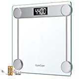 GymCope Digital Bathroom Scale for Body Weight (440lbs/200kg), High Precision Step On Scale with LCD Backlit, Large Tempered Glass Platform, Tape Measure and Batteries Included