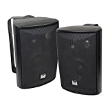 Dual Electronics LU43PB 3-Way High Performance Outdoor Indoor Speakers with Powerful Bass | Effortless Mounting Swivel Brackets | All Weather Resistance | Expansive Stereo Sound Coverage | Sold in Pairs, Black