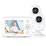 Simyke Video Baby Monitor with 2 Cameras and Audio 3.5' LCD Digital Display with 2 Way Talk ,Infrared Night Vision,2X Zoomin Temperature Detect VOX Auto Lullaby Baby Monitoring