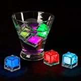 LED Ice Cube Shape Lights-Liquid Activated Submersible, Reusable-Color Change, Battery Operated for Weddings, Parties by Lavish Home (12 Pack)