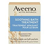 Aveeno Soothing Bath Treatment with 100% Natural Colloidal Oatmeal for Treatment & Relief of Dry, Itchy, Irritated Skin Due to Poison Ivy, Eczema, Sunburn, Rash, Insect Bites & Hives, 8 ct.