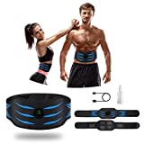 Aofeite Smart EMS ABS Stimulator Belt, Ab Toning Belt, Muscle Toner, Portable Abdominal Training Belt for Men Women Home Office Fitness Exercise Workout Equipment Machine Black (Black 1pack)