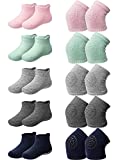 10 Pairs Baby Crawling Anti-Slip Knee Pads and Anti-Slip Baby Socks Set Unisex Toddler Knee Protectors Non Slip Ankle Socks