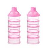 Accmor Baby Milk Powder Formula Dispenser, 5 Layers Stackable Formula Container, Baby Feeding Travel Storage Container, BPA Free, Pink, 2 Pack
