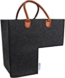 SAM AND MABEL Stair Basket with Handles - 4mm Eco-Friendly Premium Felt Staircase Baskets for Carpeted and Wooden Stairs, Stair Storage Organizer for Home and Office Decor (Elegant Black)