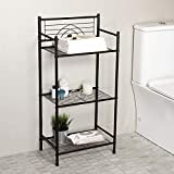 L&H UNICO 3-Tier Free Standing Wire Rack Durable Metal Shelving Storage Unit for Bathroom Laundry Kitchen Office, Black